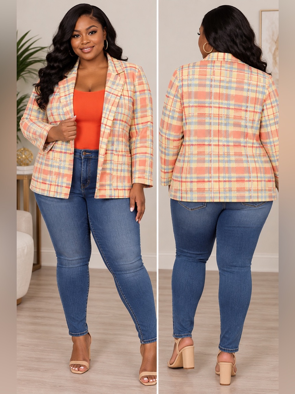 NWT Love University Plaid Blazer Color Yellow size 3X
